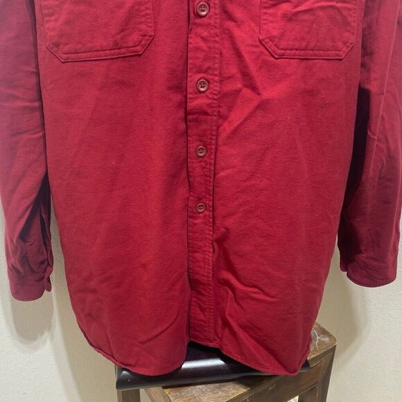 L.L. Bean Dark Red 100% Cotton Chamois Cloth Button Front Men's Shirt Size XXL - Picture 3 of 9